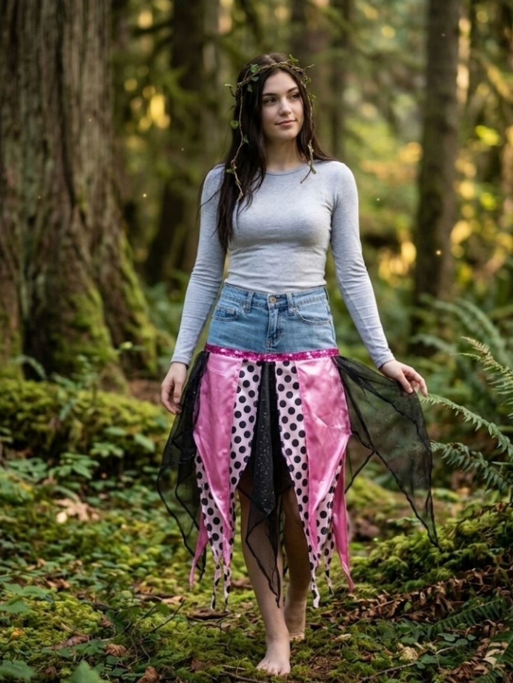 Fairy twirl skirt upcycled Jr 1 or girl L cosplay